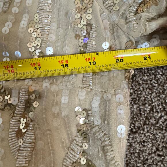 Mac Duggal NWT Women's 14 Sequined V Neck Flutter Sleeve Tea Length Dress 93591 - Picture 11 of 16